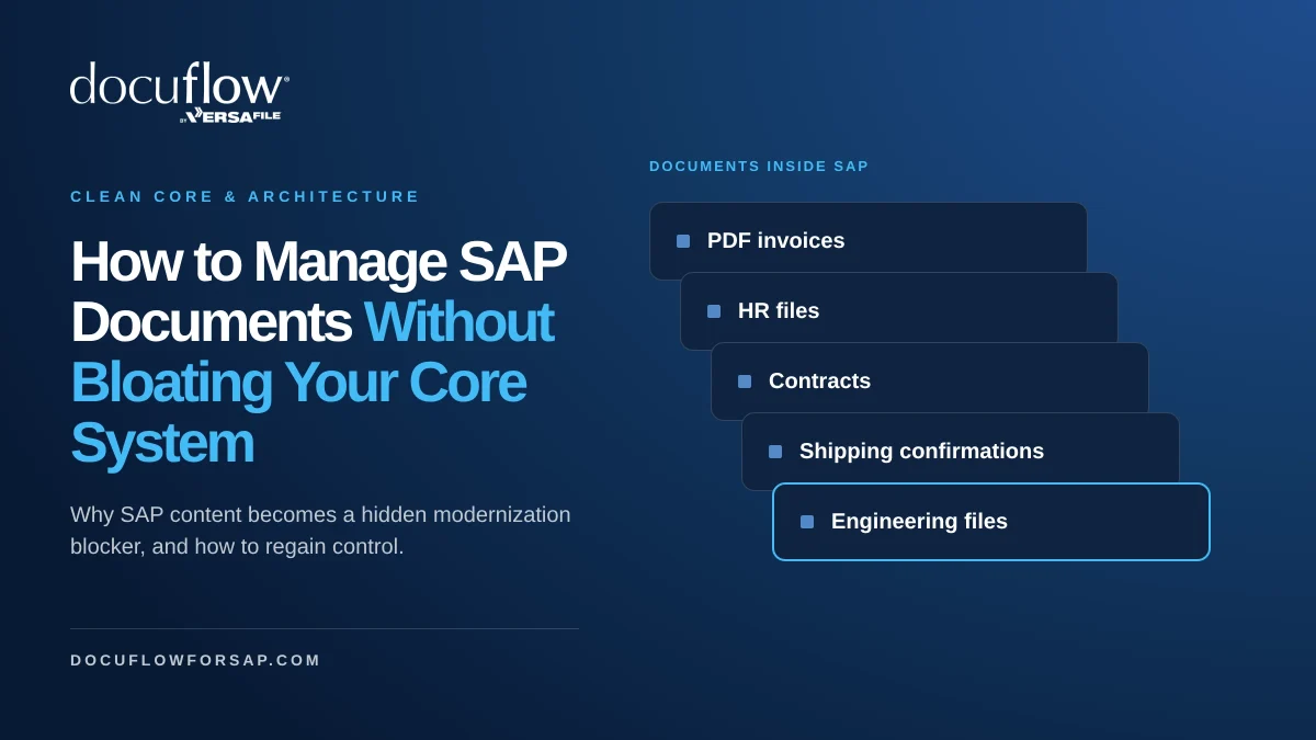 How to manage SAP documents without bloating your core system: invoices, HR files, contracts, shipping confirmations, and engineering files that build up inside SAP.